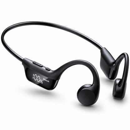 BTOOTOS Bone Conduction Headphones, Bluetooth 6.0 Open-Ear Design with Dual Drivers, LED Display, IP67 Waterproof and 12-Hour Playtime for Running