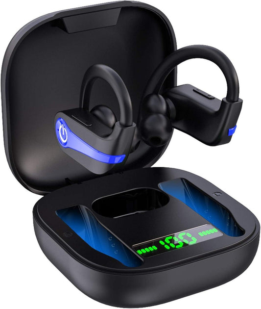 Dyurwa Bluetooth 5.1 Wireless Headphones Sports Earphones in Ear Noise Cancelling Earbuds with Mic Deep Bass Sport Earhooks IP7 Waterproof 40H Playtime Headset for Running Sports