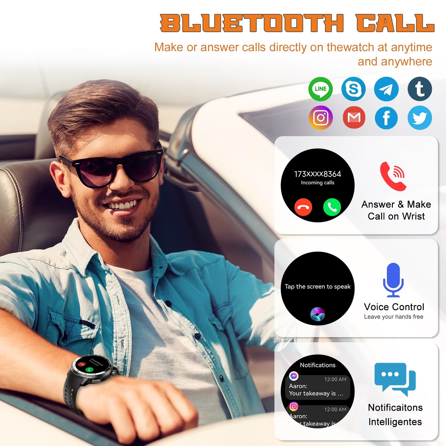Btootos GPS Smart Watch(Answer/Make Call), Smartwatch for Men Women, 1.43"HD AMOLED Display, Fitness watch with 170+ Sport Modes, IP68 Waterproof/Pedometer, Activity Tracker for Android iOS