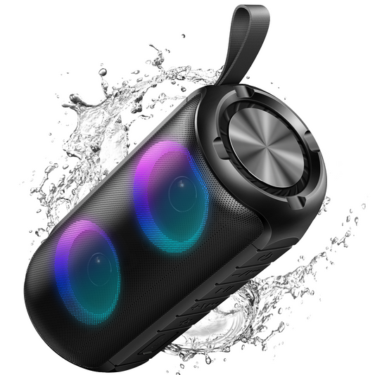 Geryst Portable Bluetooth Speaker, Bluetooth 5.3 Wireless Speaker, IPX7 Waterproof Outdoor Speaker, 24W Loud Stereo Sound, 12H Playtime, 7 Colorful RGB Lights for Outdoor/Home/Party, Gift Ideas