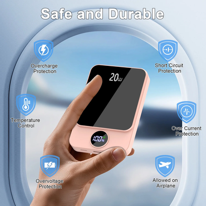 Btootos Magnetic Wireless Portable Charger, 10000mAh Power Bank with PD20w Fast Charging, USB C in&Out Battery Pack, Compatible with Mag-Safe for iPhone 17/16/15/14/13 Series, Samsung, Android, and More