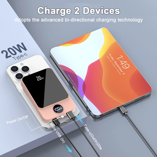 Magnetic Wireless Portable Charger, 10000mAh Power Bank with PD20w Fast Charging, USB C in&Out Battery Pack, Compatible with Mag-Safe for iPhone 17/16/15/14/13 Series, Samsung, Android, and More