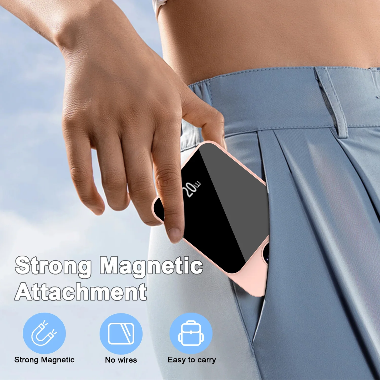 Btootos Magnetic Wireless Portable Charger, 10000mAh Power Bank with PD20w Fast Charging, USB C in&Out Battery Pack, Compatible with Mag-Safe for iPhone 17/16/15/14/13 Series, Samsung, Android, and More