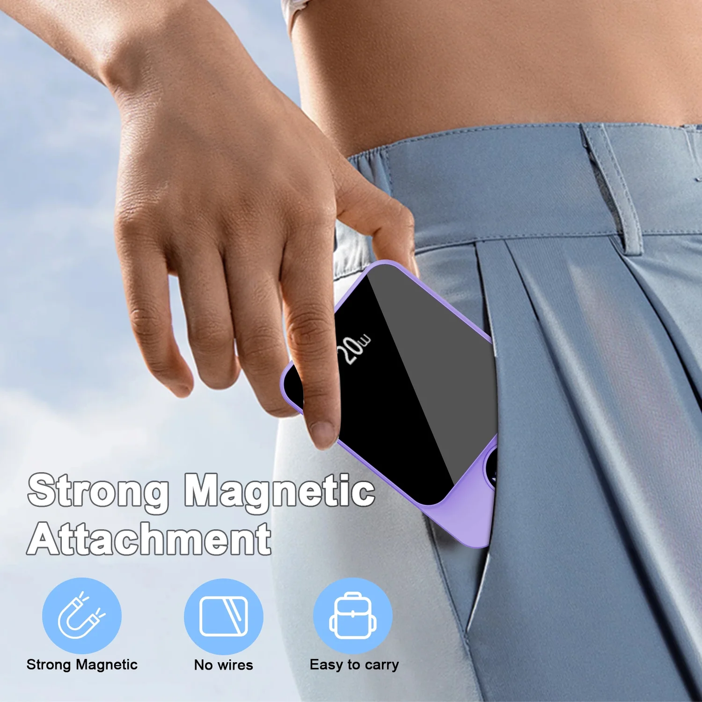 Btootos Magnetic Wireless Portable Charger, 10000mAh Power Bank with PD20w Fast Charging, USB C in&Out Battery Pack, Compatible with Mag-Safe for iPhone 17/16/15/14/13 Series, Samsung, Android, and More