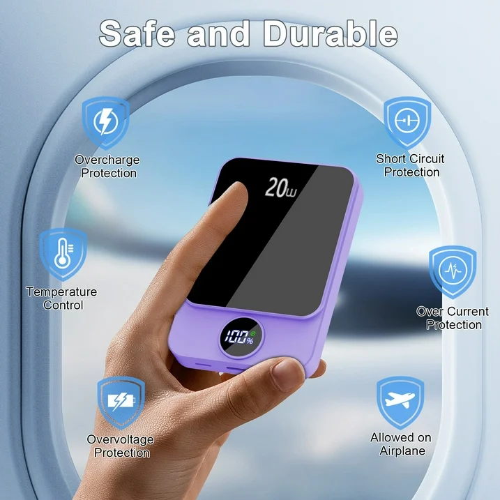 Btootos Magnetic Wireless Portable Charger, 10000mAh Power Bank with PD20w Fast Charging, USB C in&Out Battery Pack, Compatible with Mag-Safe for iPhone 17/16/15/14/13 Series, Samsung, Android, and More