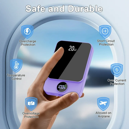 Btootos Magnetic Wireless Portable Charger, 10000mAh Power Bank with PD20w Fast Charging, USB C in&Out Battery Pack, Compatible with Mag-Safe for iPhone 17/16/15/14/13 Series, Samsung, Android, and More