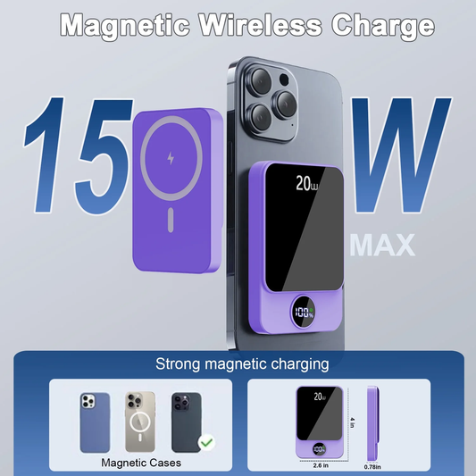 Btootos Magnetic Wireless Portable Charger, 10000mAh Power Bank with PD20w Fast Charging, USB C in&Out Battery Pack, Compatible with Mag-Safe for iPhone 17/16/15/14/13 Series, Samsung, Android, and More