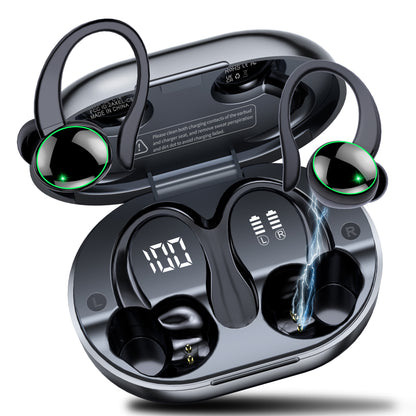 Btootos Wireless Earbuds, Bluetooth 5.4 Sports Headphones, 50H Playback Over Ear Earbuds with ENC Noise Cancelling Mic, Deep Bass Fitness Earphones Gym Running Workout with Earhooks, IP7 Waterproof Headset