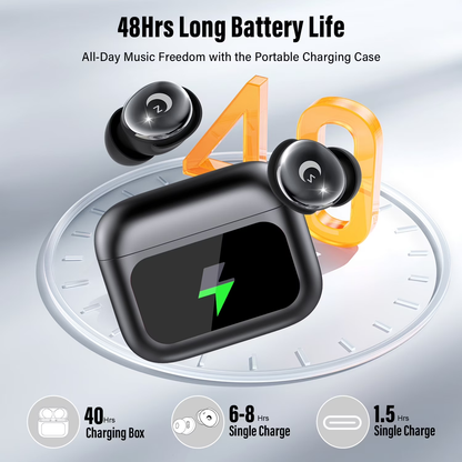 Btootos Sleep Earbuds Bluetooth 5.4 in Ear Smart Touch Screen Headphones, 48H Noise Cancelling Ear Buds with 5 EQ Modes, Mini Wireless Headphones Small Design for Side Sleepers, Clear Calls Earphones, IPX7