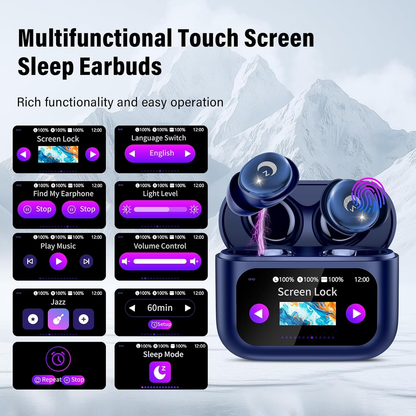 Sleep Earbuds Bluetooth 5.4 in Ear Smart Touch Screen Headphones, 48H Noise Cancelling Ear Buds with 5 EQ Modes, Mini Wireless Headphones Small Design for Side Sleepers, Clear Calls Earphones, IPX7