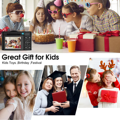Geryst 4K 64MP Shoot Digital Camera for Kids, Teens, Beginners, Autofocus Point-and-Shoot Camera with 2.4" 180° Flip Screen, 16X Digital Zoom, Anti-Shake, Usb-c Selfie Vlogging Camera for Travel, Gifts