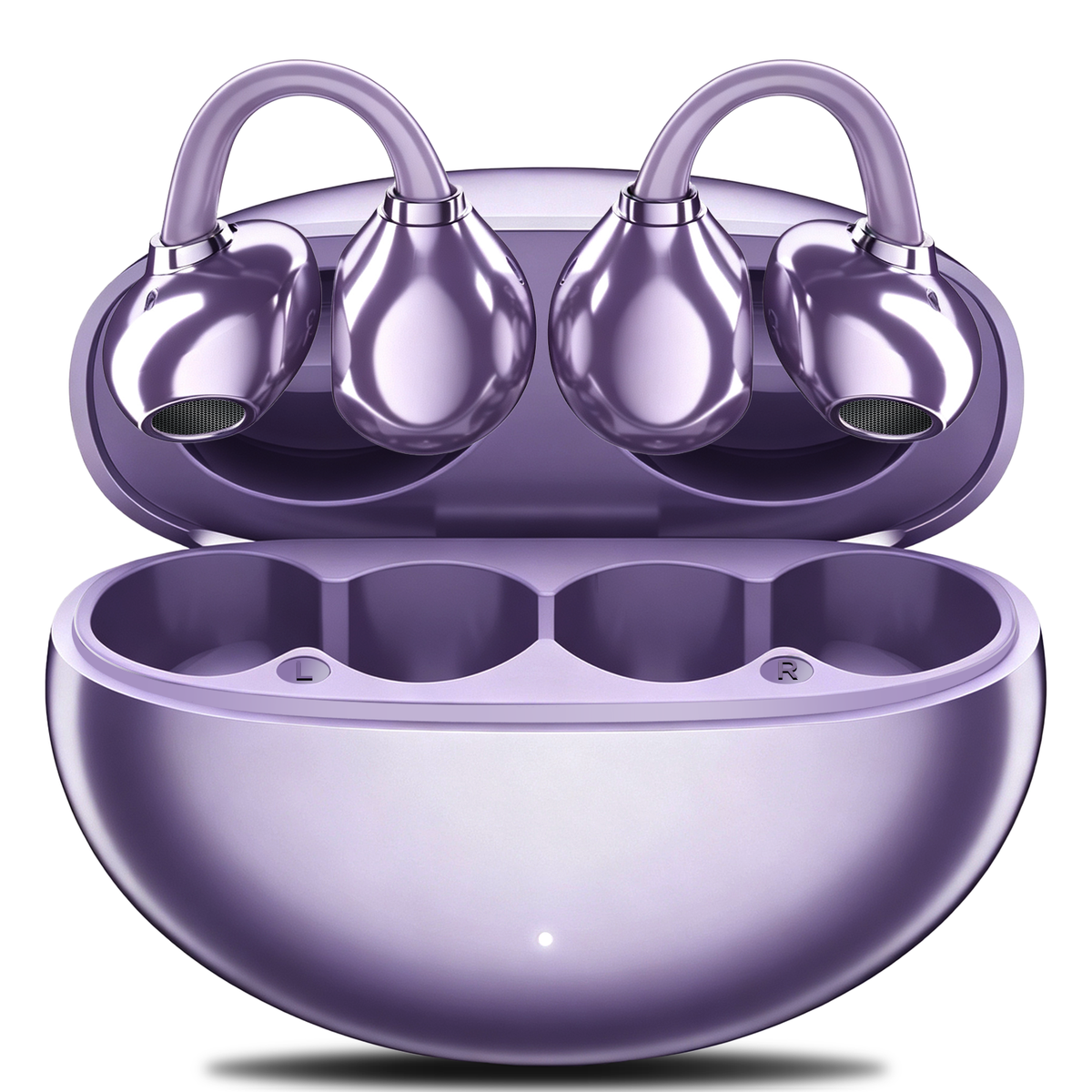 BTOOTOS Clip on Earbuds Bluetooth 5.4, Open Ear earbuds Wireless with Mic, Lightweight Comfort, Small-Ear Friendly Bluetooth Earbuds, 60H Sport Ear Buds, IP7 Waterproof Noise Cancelling Headphones, Purple