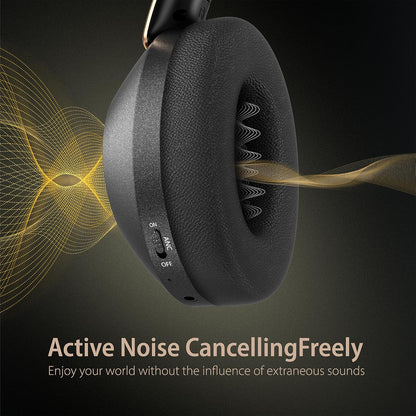 VEKJ Active Noise Cancelling Headphones, 100H Playtime Headphones Wireless Bluetooth, Audio headphones with Microphone, Over- Ear Wireless Headphone with Deep Bass,Fast Charging for Travel,Office,Home
