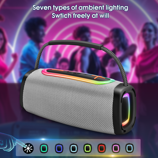 Geryst Bluetooth Speaker 6000mAh, 36H Playtime BT5.4 Portable Wireless Speaker with Loud Stereo Sound, IP6 Waterproof, 24W Portable Speaker with RGB Multi-Color Rhythm Lights for Outdoor/Home/Party as Gift