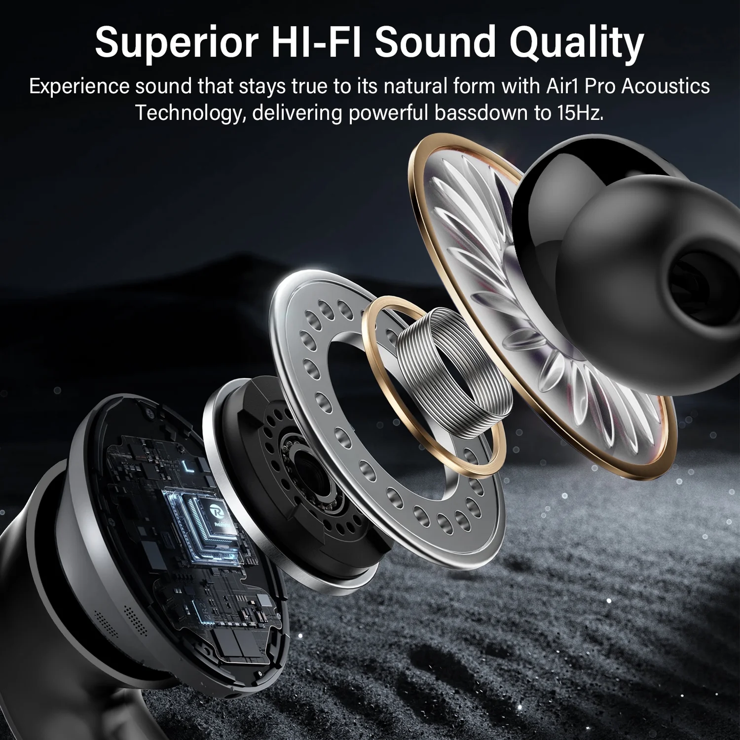 Wireless Earbuds Bluetooth 5.4 Headphone 48H Deep Bass LED Power Display Earphones with 4 Mic Clear Call Ear Buds Noise Cancelling IPX7 Waterproof in-Ear Earbuds for iPhone Android Black