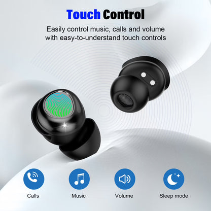 Btootos Sleep Earbuds, Noise Cancelling Wireless Ear buds for Side Sleepers, Bluetooth 5.4 in Ear Light-Weight Mini Headphones, 47H Playtime Clear Calls Earphones for Sleeping, Exercising, Working, Hiking