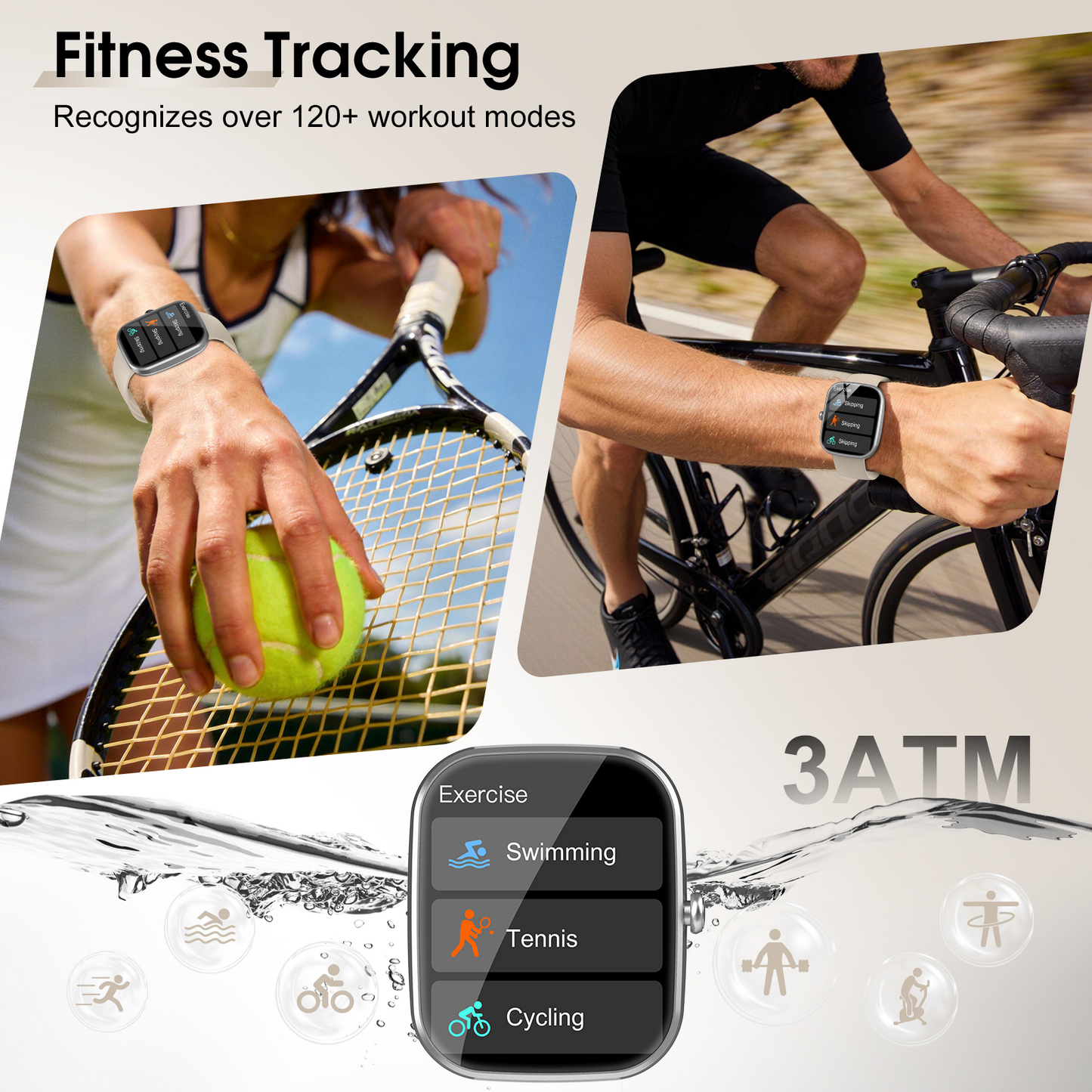 Smart Watch for Men Women, 1.91" HD Smartwatch Fits for Android and iPhone, Fitness Tracker with Bluetooth Answer/Make Calls/120+Sports Modes/IP68 Waterproof/Sleep/Pedometer, Perfect Gift