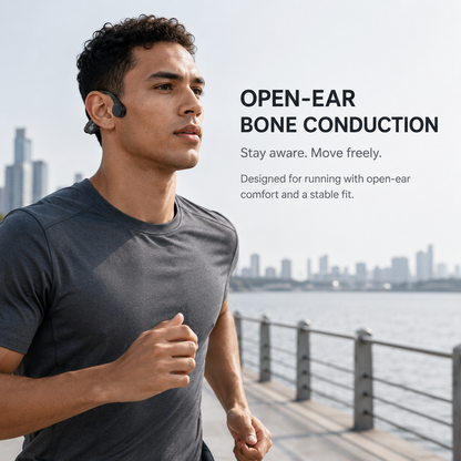 BTOOTOS Bone Conduction Headphones, Bluetooth 6.0 Open-Ear Design with Dual Drivers, LED Display, IP67 Waterproof and 12-Hour Playtime for Running