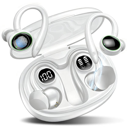 Wireless Earbuds, Bluetooth 5.4 Sports Headphones, 50H Playback Over Ear Earbuds with ENC Noise Cancelling Mic, Deep Bass Fitness Earphones Gym Running Workout with Earhooks, IP7 Waterproof Headset