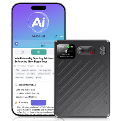 Btootos AI Voice Recorder, Real-Time Transcribe & Summarize, Real time translation of audio and video, Noise Cancellation Technology, 132 Languages, 100H Continious Record, for Meetings, Lectures, Calls 64GB