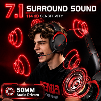 Geryst 2.4GHz Wireless Gaming Headset for PS5, PS4, Switch, PC, Bluetooth 6.0 over Ear Gaming Headphones with Detachable Mic, HD Stereo Sound, 50mm Drivers, LED Digital Display, RGB Lighting, 100H Playtime