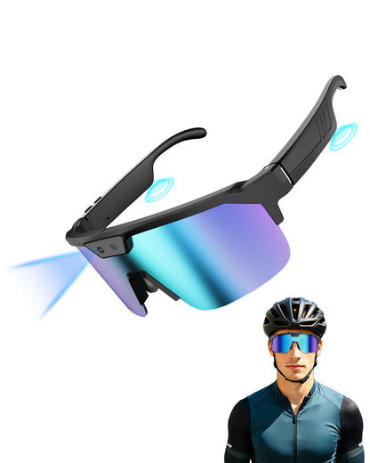 Geryst AI Smart Glasses with Camera, Sport AI Camera Glasses with EIS+Gyro Stabilization, Polarized Lenses for Cycling, Dual-Mic Noise Cancelling, IP66 Weatherproof, AI Glasses with Chat GPT