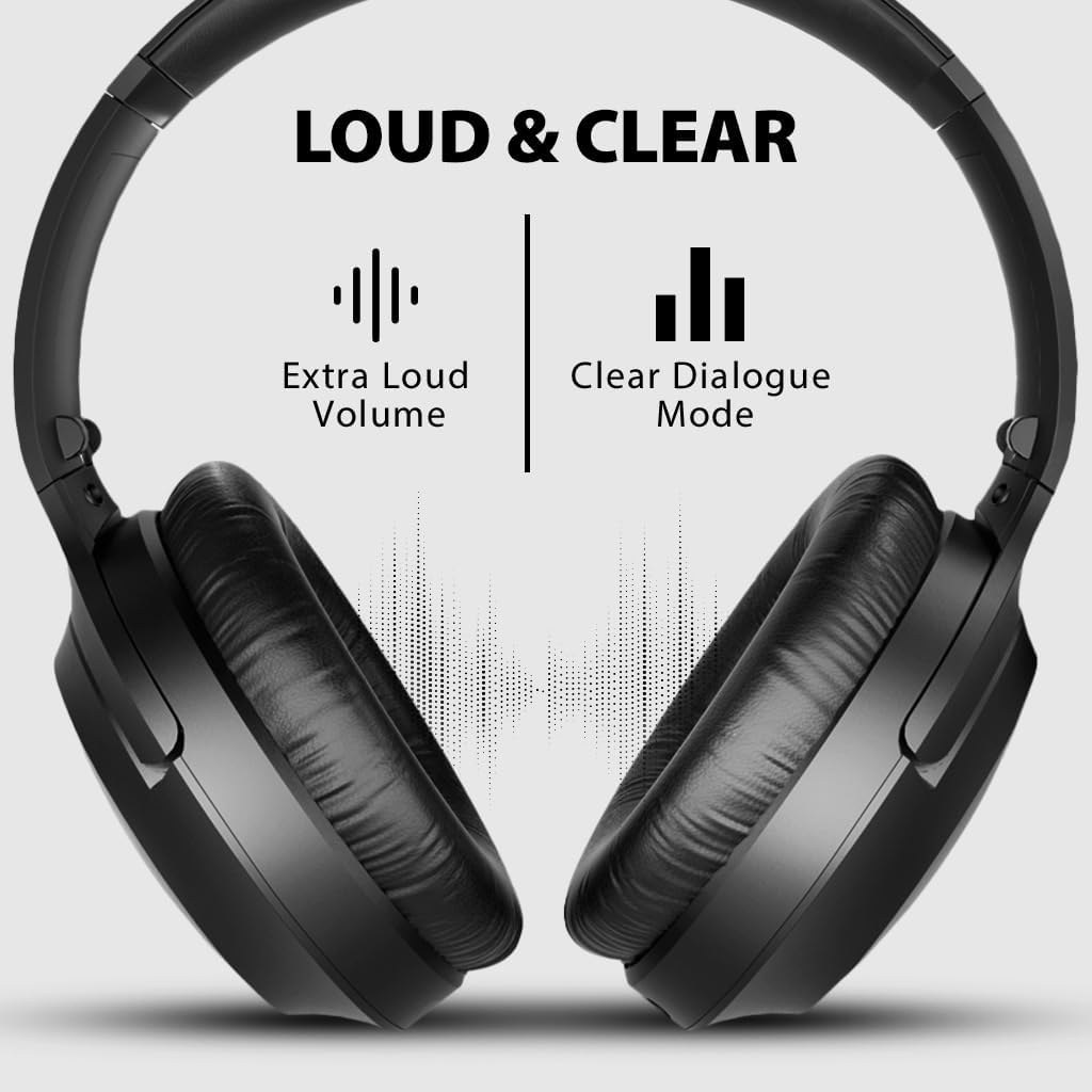 POMIZQU Wireless Headphones for TV Watching with Clear Dialogue, Compatible with TVs Equipped with Optical or AUX Audio Output Ports