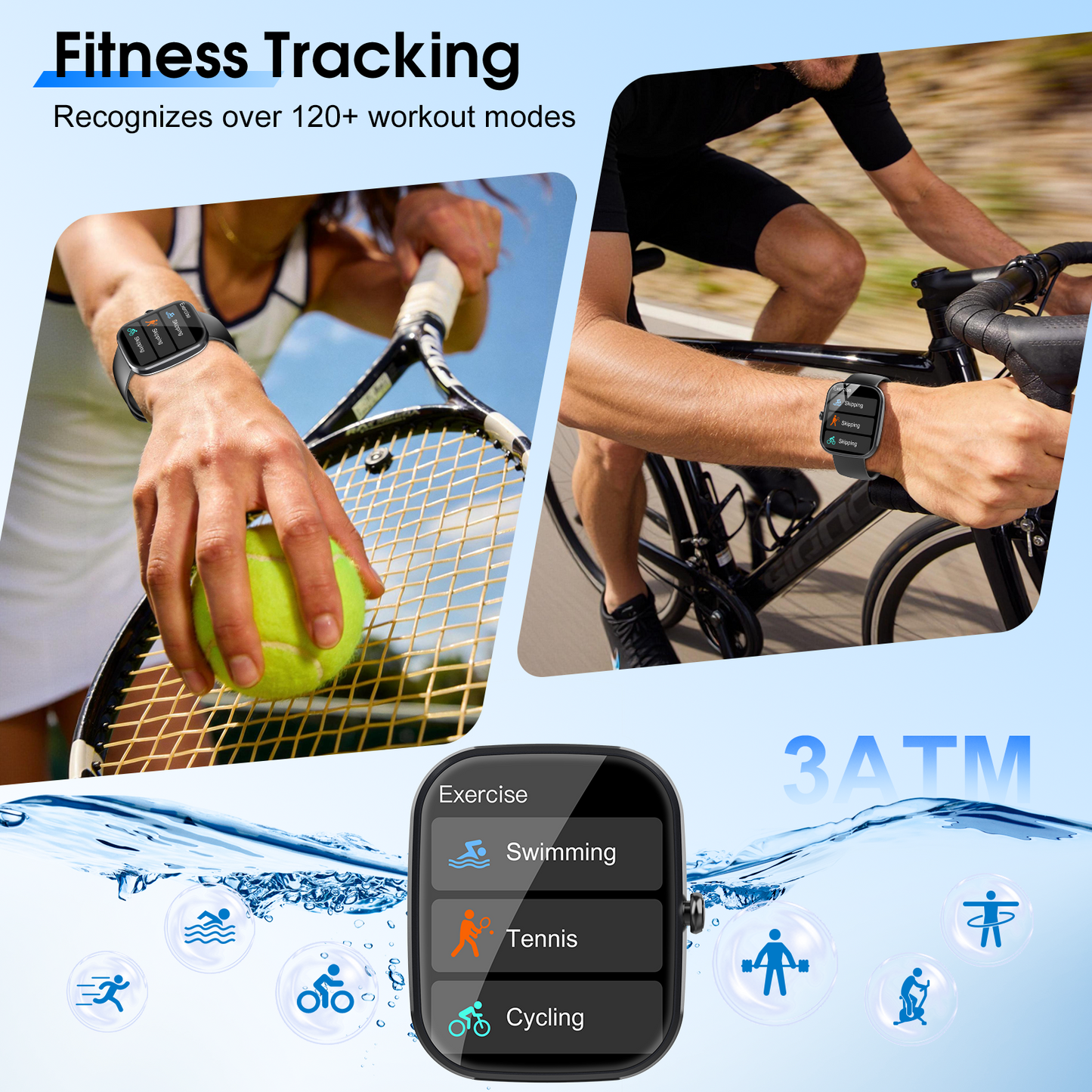 Smart Watch for Men Women, 1.91" HD Smartwatch Fits for Android and iPhone, Fitness Tracker with Bluetooth Answer/Make Calls/120+Sports Modes/IP68 Waterproof/Sleep/Pedometer, Perfect Gift