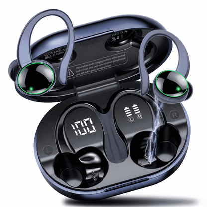 Btootos Wireless Earbuds, Bluetooth 5.4 Sports Headphones, 50H Playback Over Ear Earbuds with ENC Noise Cancelling Mic, Deep Bass Fitness Earphones Gym Running Workout with Earhooks, IP7 Waterproof Headset