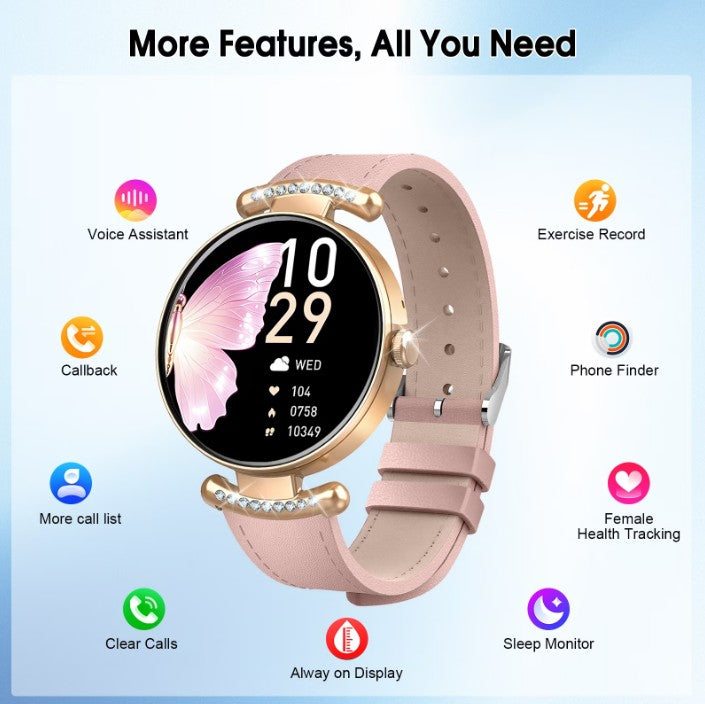 Geryst Smart Watches for Women, 1.2'' AMOLED HD Round Screen Fitness Trackers with Bluetooth Call (Answer/Make/Text), 100+ Sports Mode, IP68 Waterproof Women Smart Watch for Android IOS