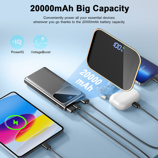 20000mAh Power Bank, Portable Charger, 22.5W Fast Charging Battery Pack with USB-c/USB-a Output, LED Digital Display Cell Phone Battery Pack Compatible with iPhone, Android et