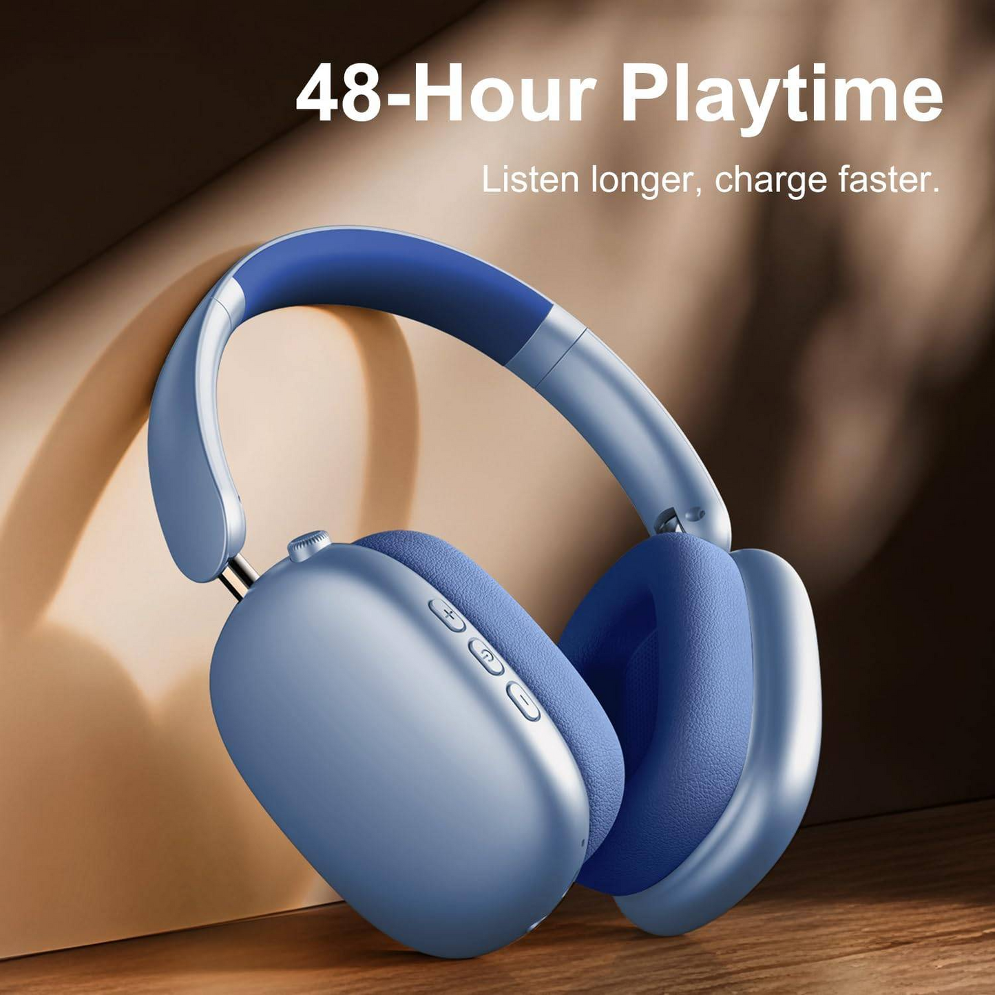 ZOVIMAX Wireless Noise Canceling Headphones Bluetooth 5.3 Over Ear Headphones with Microphone, Hi-Res Audio, 48H Playtime, Foldable Comfortable Earpads,Compatible with iOS,Android,PC