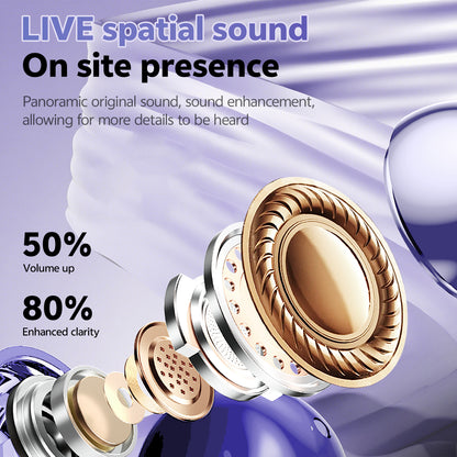 BTOOTOS Clip on Earbuds Bluetooth 5.4, Open Ear earbuds Wireless with Mic, Lightweight Comfort, Small-Ear Friendly Bluetooth Earbuds, 60H Sport Ear Buds, IP7 Waterproof Noise Cancelling Headphones, Purple