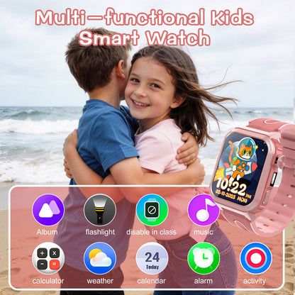Coucur Kids Smart Watch with Classroom Mode, 1.83 HD Touch Screen Smartwatch for Kids, Learn Cards, Camera, Music Player, 14 Puzzle Games, 100 Sports Modes, IP68 Waterproof, Best Gift for Kids