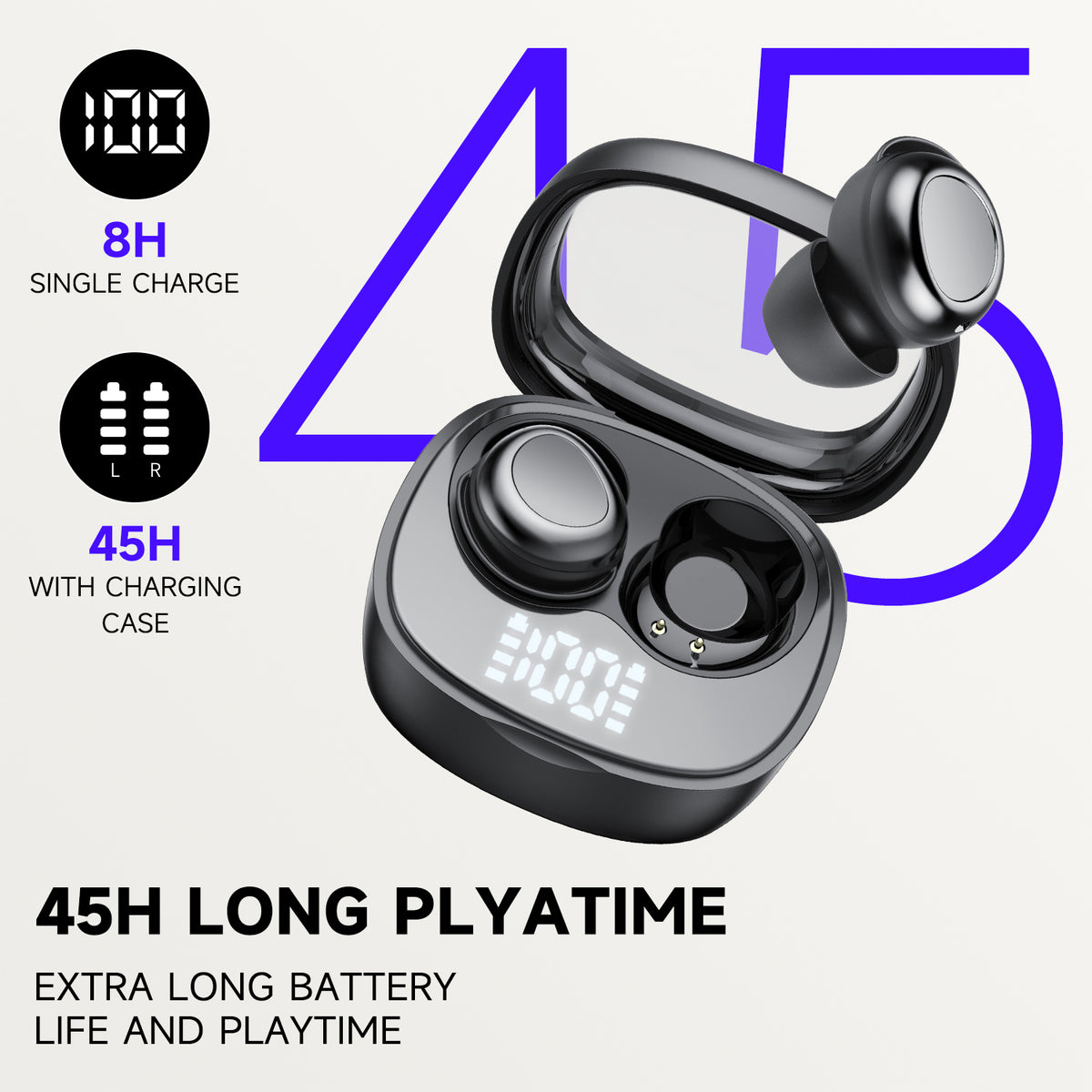 Btootos Sleep Ear Buds, Bluetooth 5.4 Ultra-Mini Sleep Earbuds for Side Sleepers, Hi-Fi Stereo 3D Bass Noise Cancelling Wireless headphones, 53H Playtime with IP7 Waterproof LED Earphones, USB C