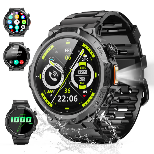 Geryst Smart Watches for Men (Answer/Make Call), 1.53" HD Military Smartwatch, 50+ Days Extra-Long Battery Life Fitness Tracker, Flashlight/110+Sports/Sleep Monitor/IP68 Waterproof Android Ios