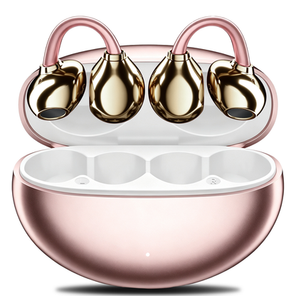 Btootos Clip on Earbuds Bluetooth 5.4, Open Ear earbuds Wireless with Mic, Lightweight Comfort, Small-Ear Friendly Bluetooth Earbuds, 60H Sport Ear Buds, IP7 Waterproof Noise Cancelling Headphones, Rose Gold