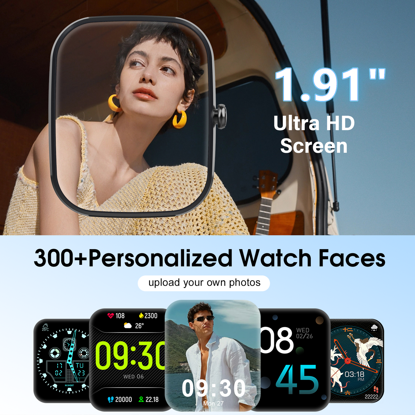 Smart Watch for Men Women, 1.91" HD Smartwatch Fits for Android and iPhone, Fitness Tracker with Bluetooth Answer/Make Calls/120+Sports Modes/IP68 Waterproof/Sleep/Pedometer, Perfect Gift