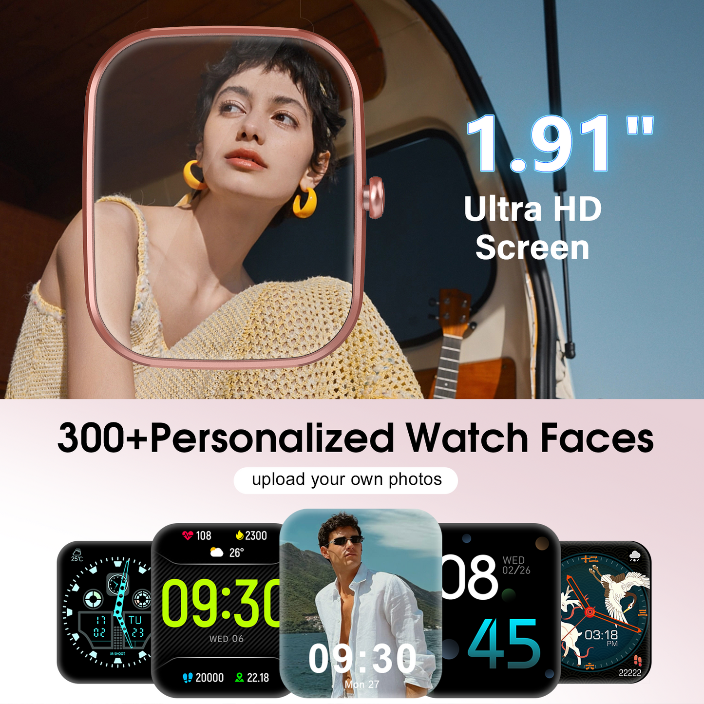 Smart Watch for Men Women, 1.91" HD Smartwatch Fits for Android and iPhone, Fitness Tracker with Bluetooth Answer/Make Calls/120+Sports Modes/IP68 Waterproof/Sleep/Pedometer, Perfect Gift
