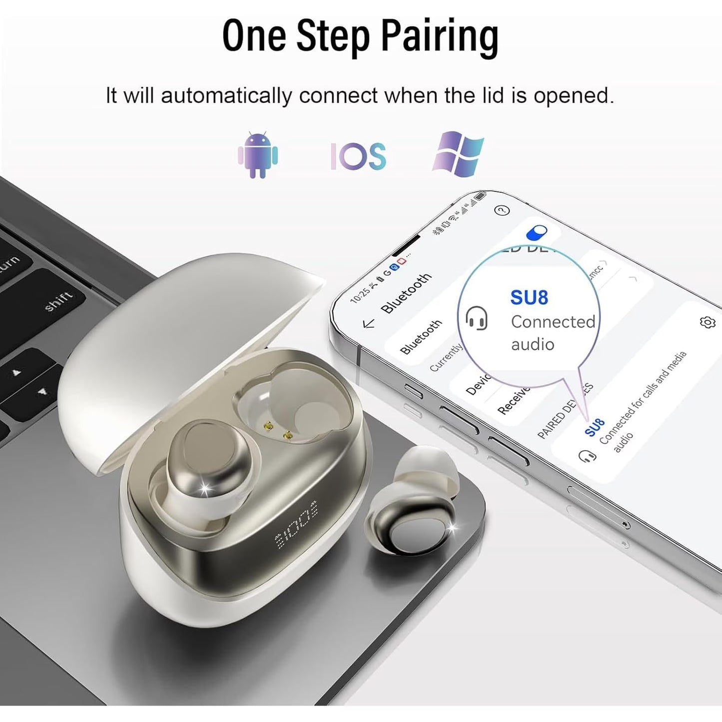 Btootos Sleep Earbuds, Noise Cancelling Wireless Ear buds for Side Sleepers, Bluetooth 5.4 in Ear Light-Weight Mini Headphones, 47H Playtime Clear Calls Earphones for Sleeping, Exercising, Working, Hiking