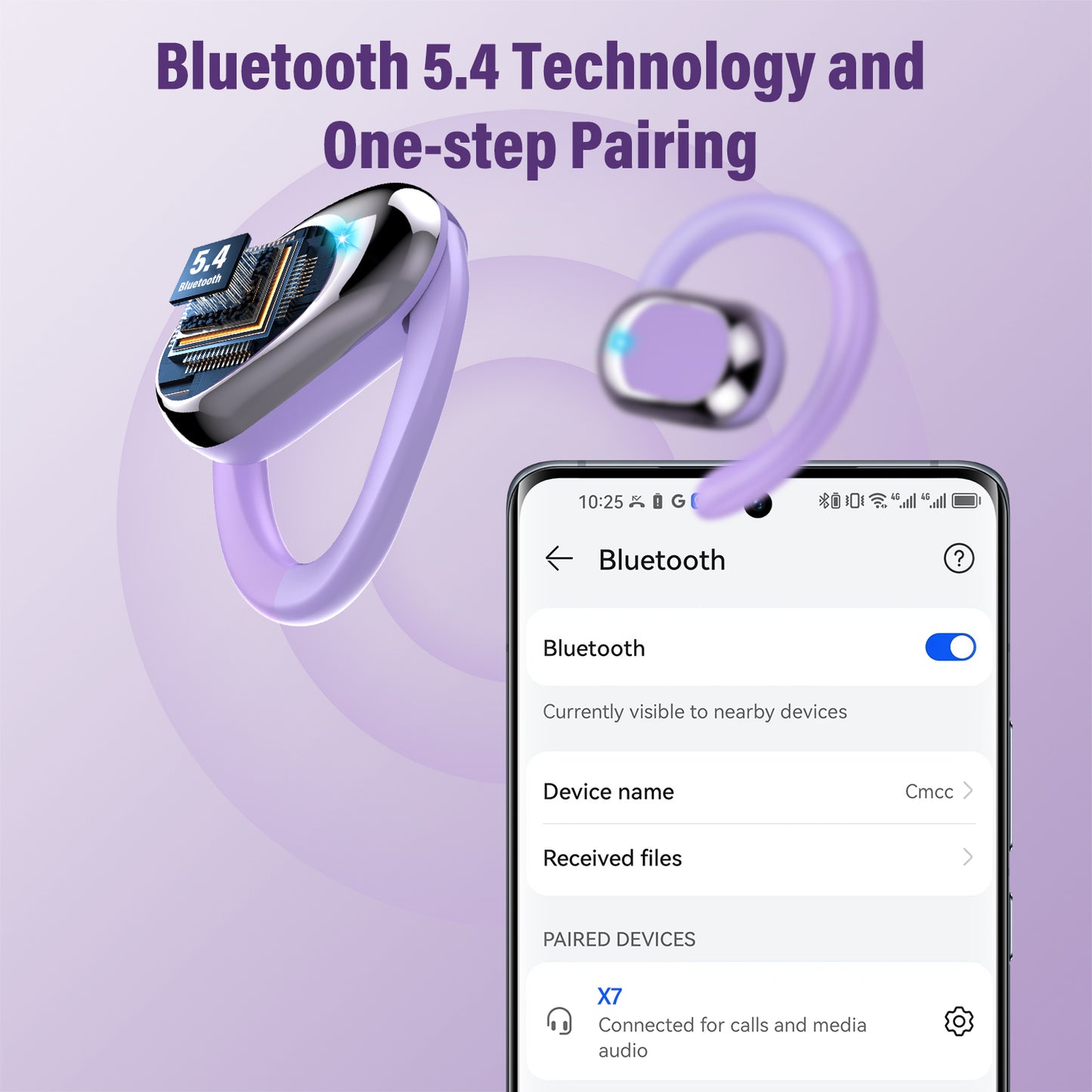 Open Ear Earbuds, Bluetooth 5.4 Headphones, HD Stereo Bass Wireless Earphones with Earhooks, 58Hrs Playtime, IP7 Waterproof for Fitness, Cycling, Sports