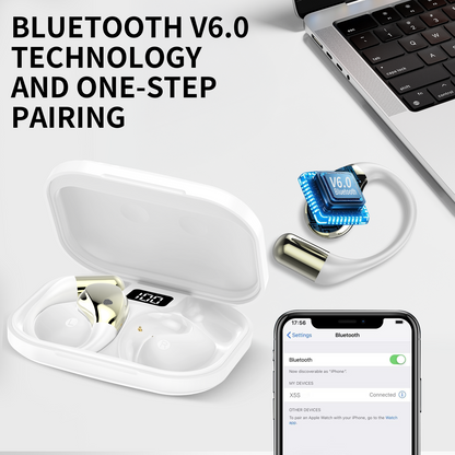 Geryst Open Ear Earbuds, Non-In-Ear Comfortable Earhook Wireless Earbuds with Bluetooth 6.0 and ENC Clear Calls, 48H Playtime, Bluetooth Headphones for Sport, Travel & Daily Wear, Waterproof Earphones