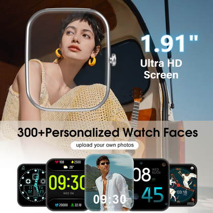 Smart Watch for Men Women, 1.91" HD Smartwatch Fits for Android and iPhone, Fitness Tracker with Bluetooth Answer/Make Calls/120+Sports Modes/IP68 Waterproof/Sleep/Pedometer, Perfect Gift