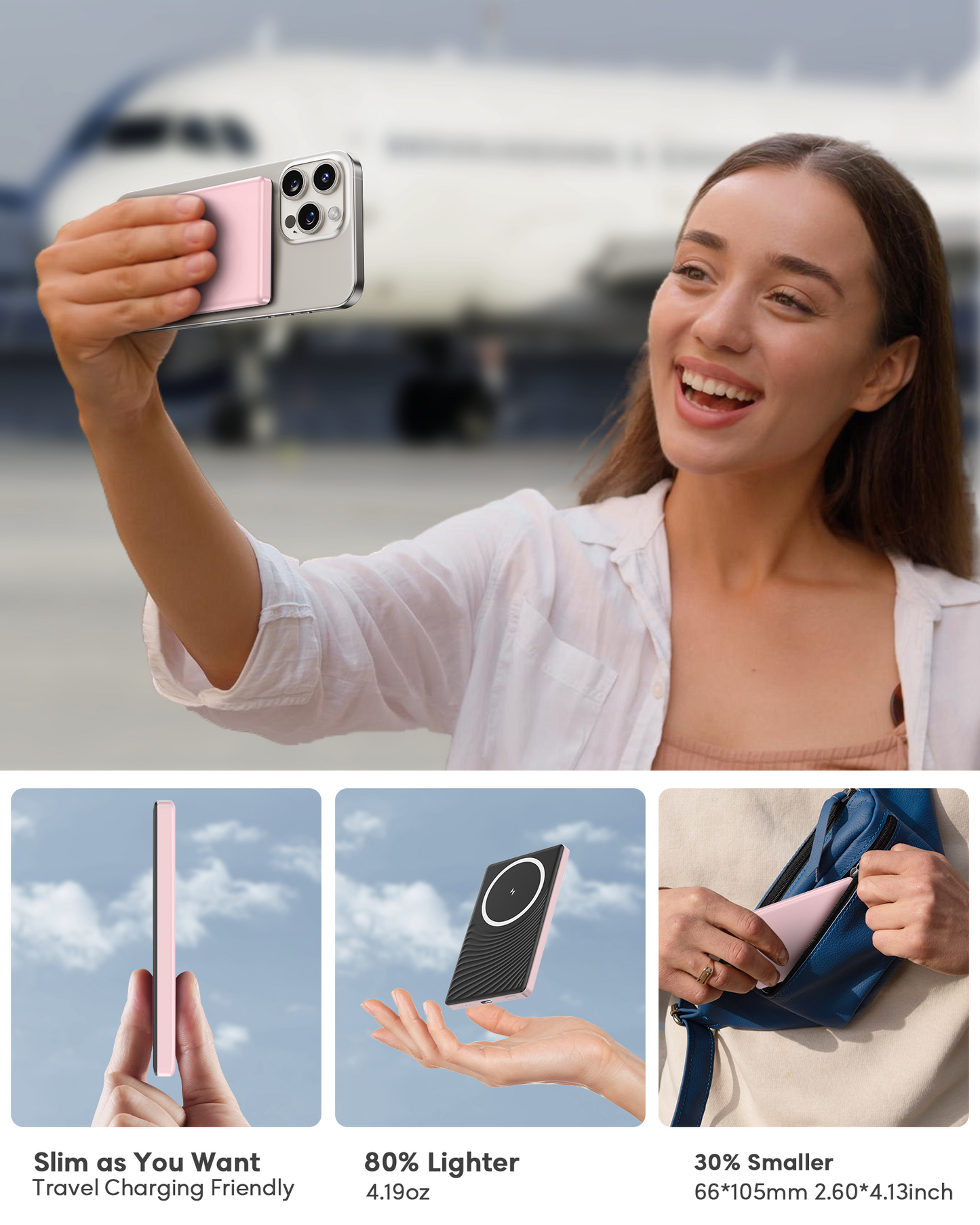 MUGO Magsafe Portable Charger, Ultra Slim 5000mAh Magnetic Wireless Portable Charger, Compatible with iPhone 16/15/14/13/12 Pro Max Pro Plus, with Type-C Cable 20W PD Fast Charging
