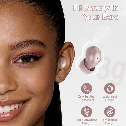 AI Sleep Earbuds Bluetooth 6.0 in Ear, Mini Sleep Headphones with Sleep Monitor and APP, Small Earplugs for Side Sleepers, 48H Playtime Sleep Earphones with Sleep Mode, Personal Alarm, Rosegold