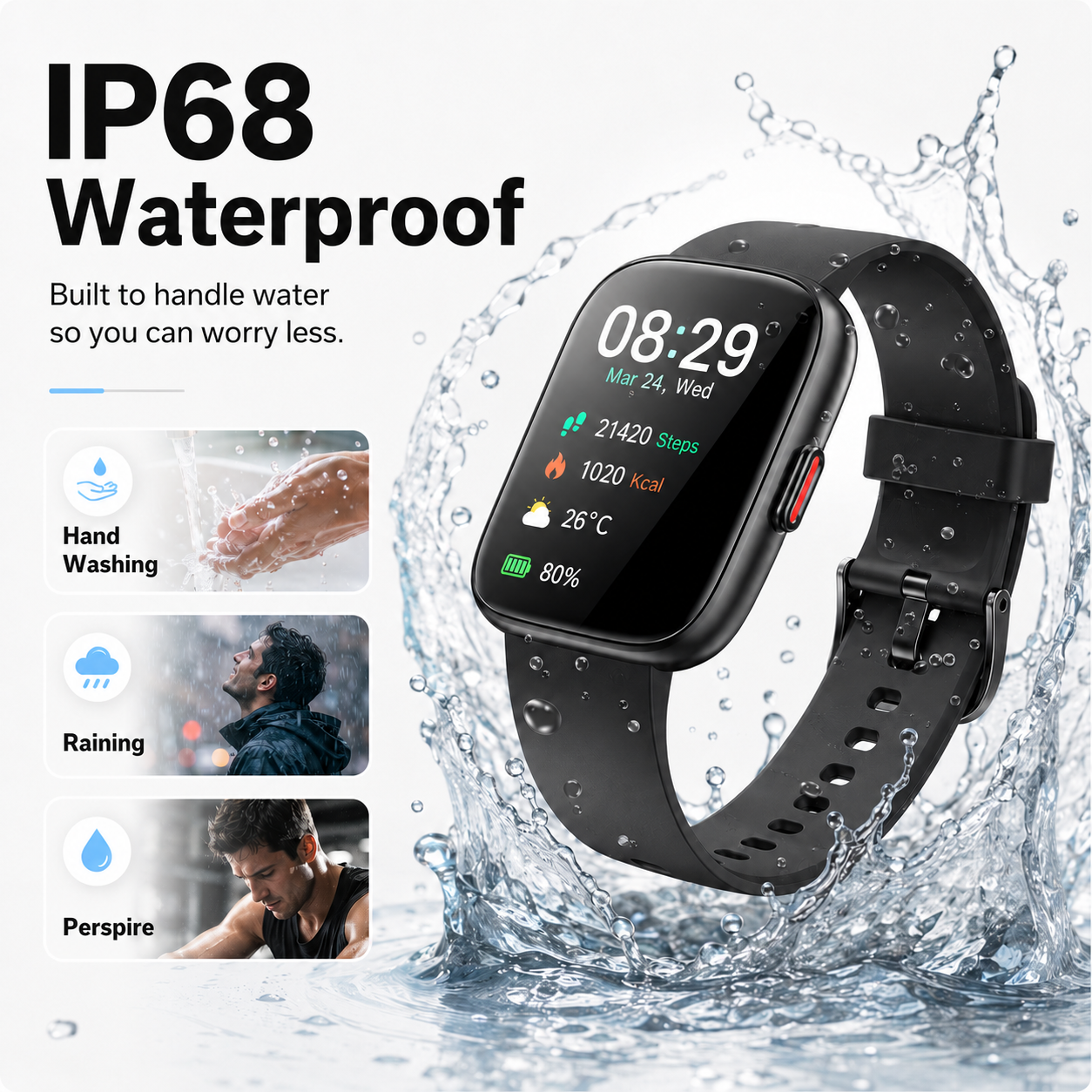 Btootos Smart Watch for Men Women, 1.85-inch HD Fitness Tracker with Bluetooth Calls, Sleep Tracking, 110+ Sports Modes, IP68 Waterproof, Android and iPhone
