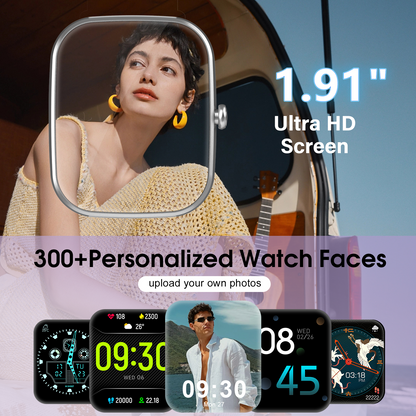 Smart Watch for Men Women, 1.91" HD Smartwatch Fits for Android and iPhone, Fitness Tracker with Bluetooth Answer/Make Calls/120+Sports Modes/IP68 Waterproof/Sleep/Pedometer, Perfect Gift
