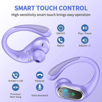 Fempoin Wireless Earbuds, 2026 Bluetooth 5.4 Headphones Sport, 50Hrs HiFi Stereo Deep Bass Over-Ear buds with ENC Noise Cancelling Mic, IP7 Waterproof & LED Display Earphones with Earhooks for Workout/Running