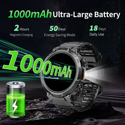Smart Watches for Men (Answer/Make Call), 1.53" HD Military Smartwatch, 50+ Days Extra-Long Battery Life Fitness Tracker, Flashlight/110+Sports/Sleep Monitor/IP68 Waterproof Android iOS