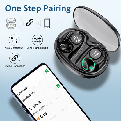 Wireless Earbuds, Bluetooth 5.4 Sports Headphones, 50H Playback Over Ear Earbuds with ENC Noise Cancelling Mic, Deep Bass Fitness Earphones Gym Running Workout with Earhooks, IP7 Waterproof Headset